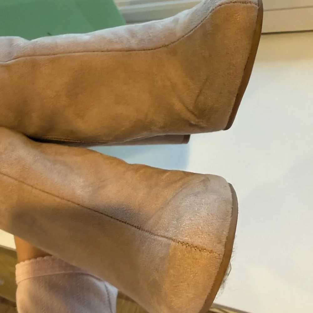 HRH Beige Suede High Heel Ankle Boots - Picture 4 of 5